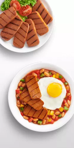 Baked Beans with Plant-Based Luncheon