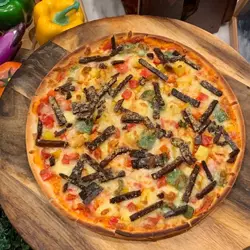 Medley Peppers and Pineapple Pizza with Meatless Jerky